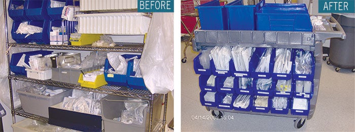before and after of a storage cart