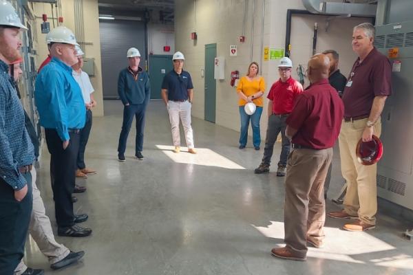 Facilities management staff having a meeting