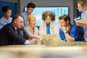 Hospital staff in a meeting