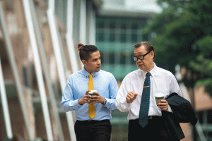 Mentor and mentee walking